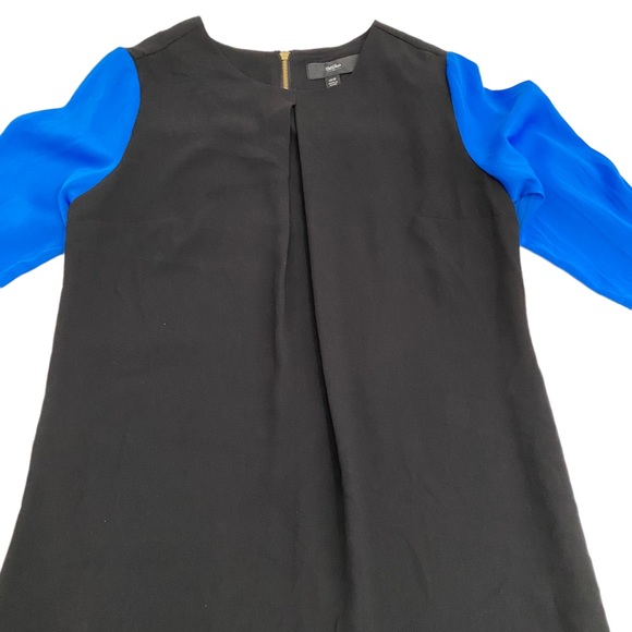 Mossimo Black Shift Tunic Dress With Long Blue Sleeves, Size XS - Picture 3 of 10